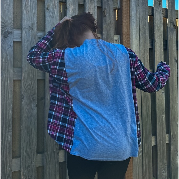 Sold Upcycle - Graphic Flannel - Grateful Dead Graphic - Rainbow - Band Tee - Picture 11 of 17